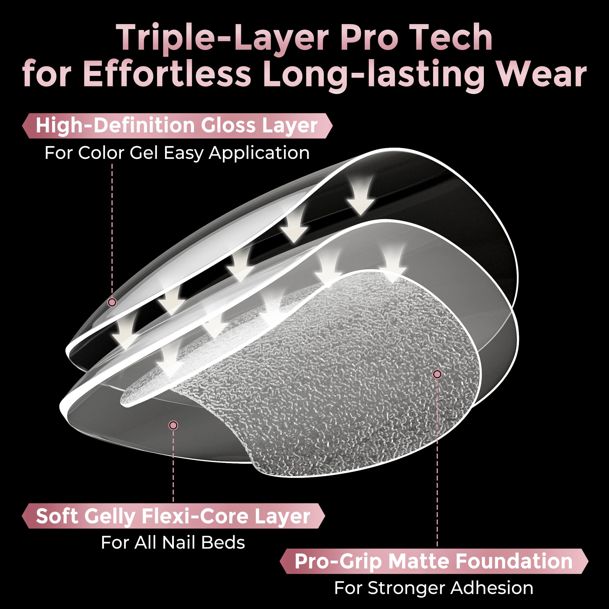 Luckyfairy clear short almond tips back-end thin curve for natural wear.