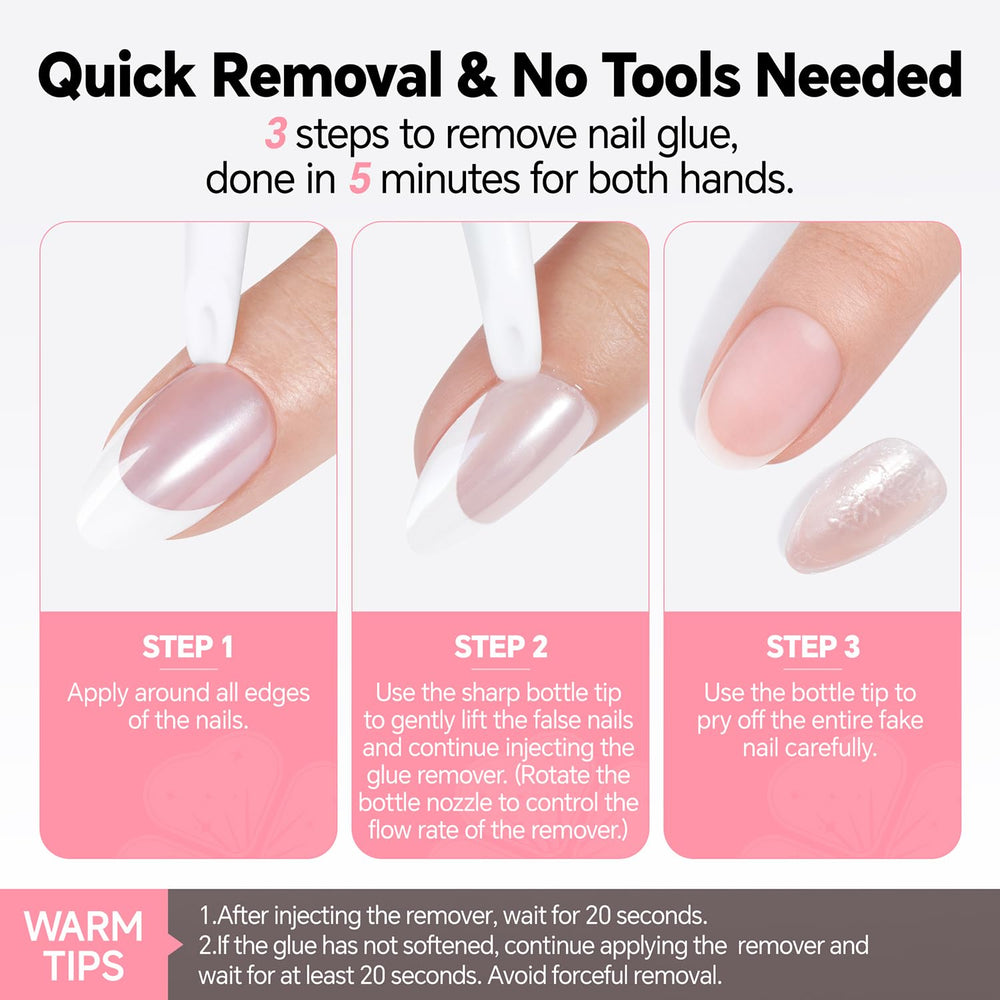 Luckyfairy versatile remover works on glue, strips, and regular polish for fast results