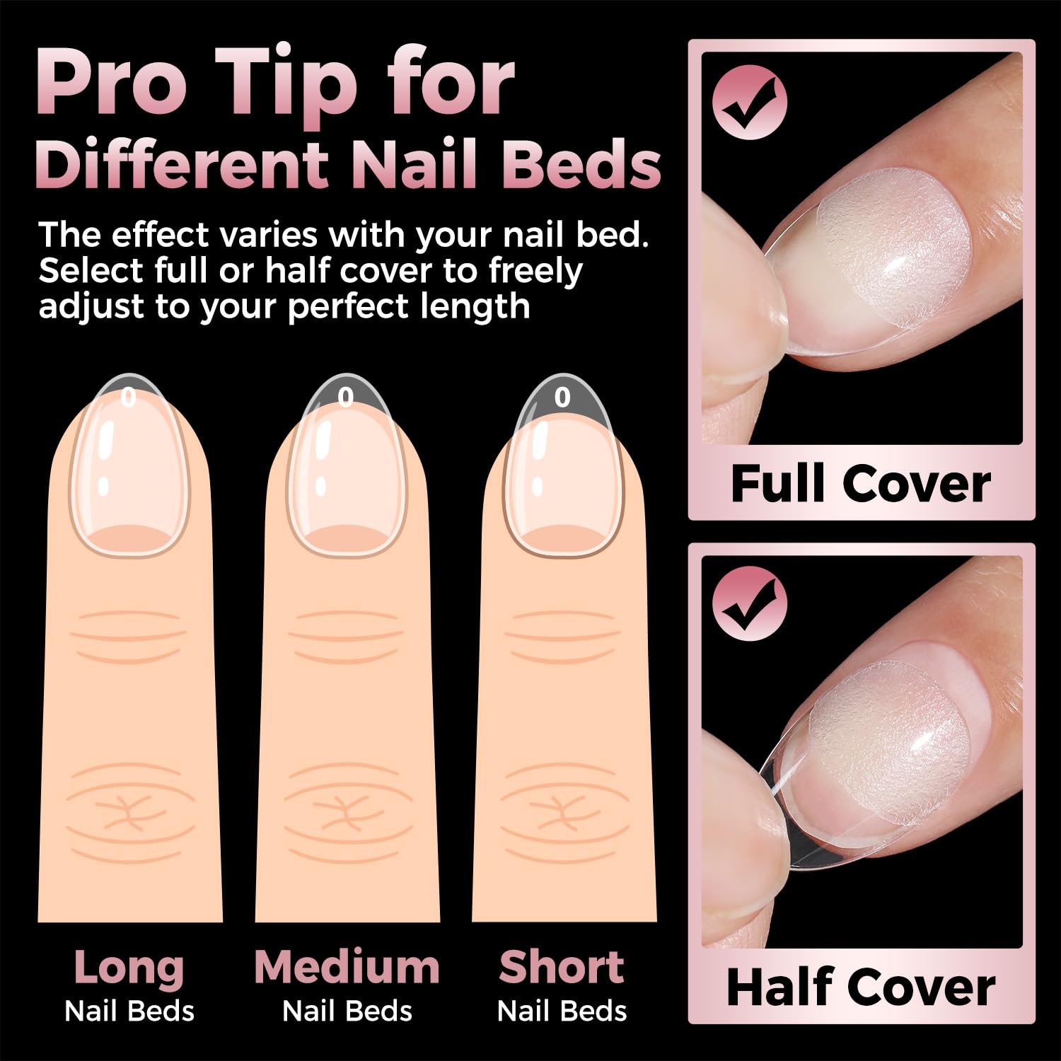 Luckyfairy tips compatible with gel polish, acrylics, and dip powders.