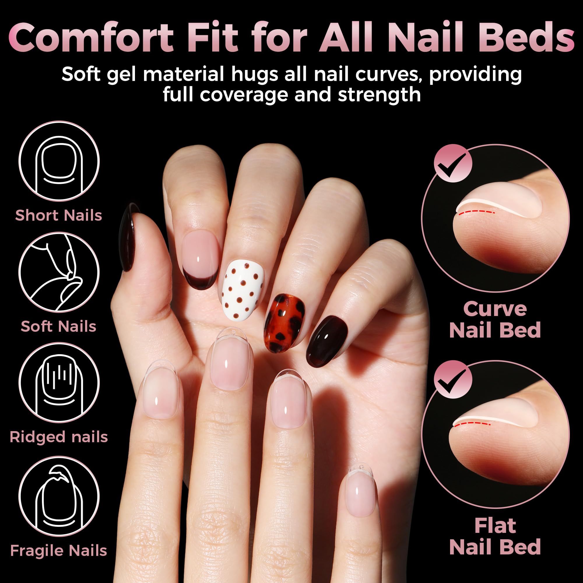 Luckyfairy half-matte round tips offering textured grip for secure adhesion