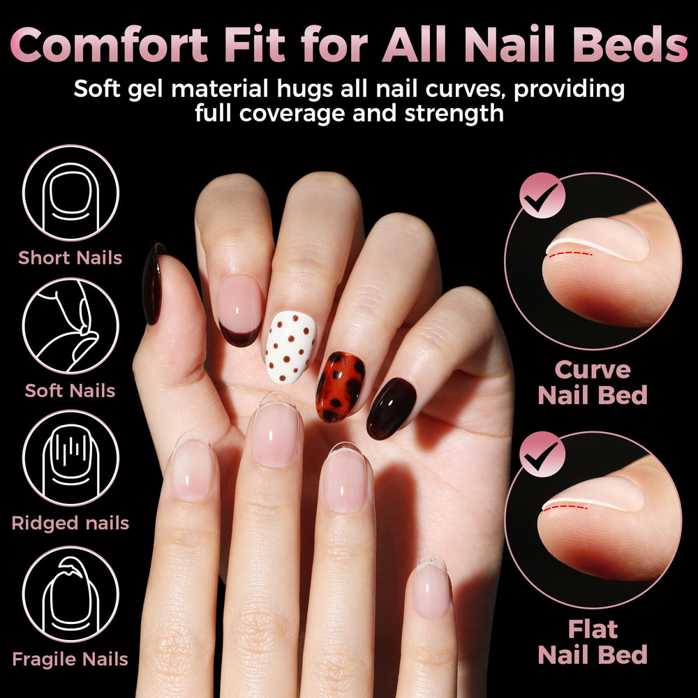 Luckyfairy half-matte round tips offering textured grip for secure adhesion