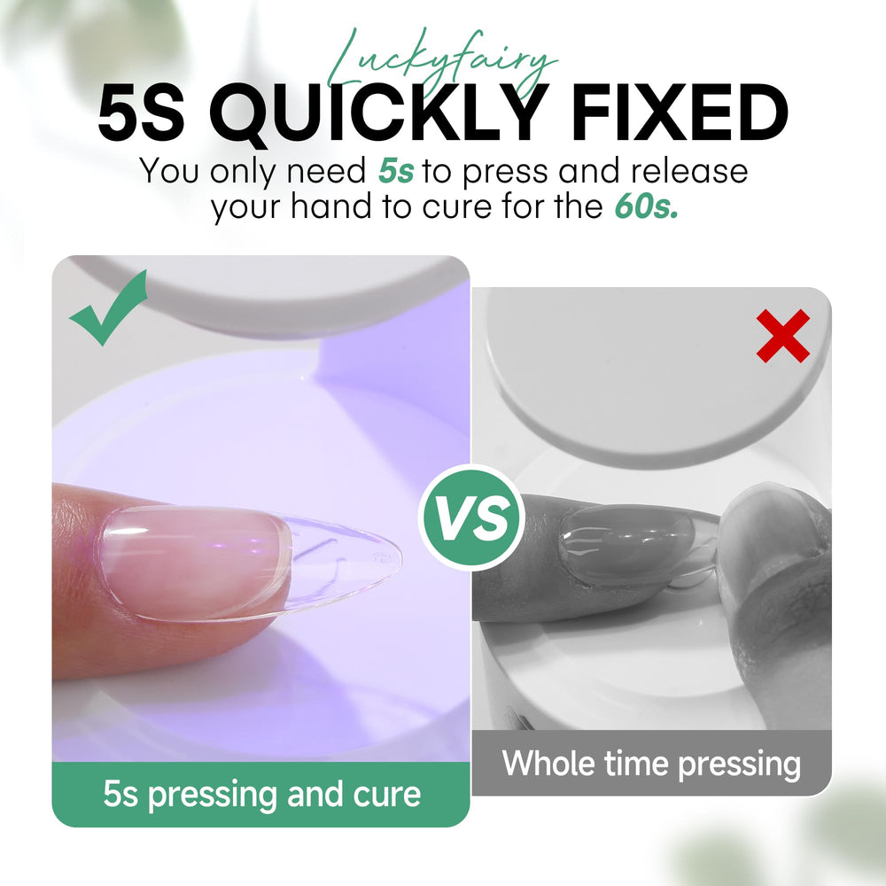 Luckyfairy Nail Glue Gel appears crystal-clear on tips