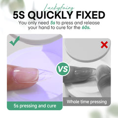 Luckyfairy Nail Glue Gel appears crystal-clear on tips