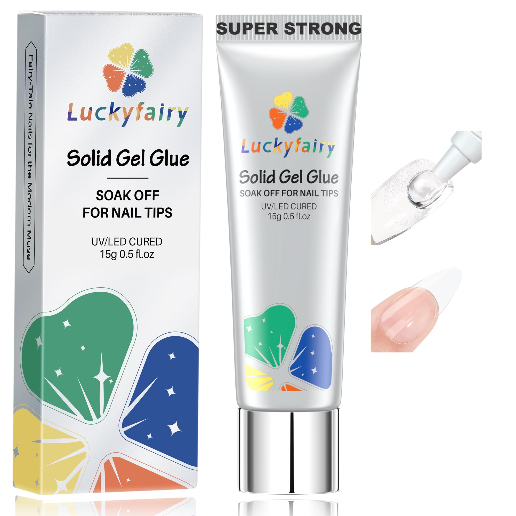 Luckyfairy Nail Glue Gel bonds tips securely for a clean result