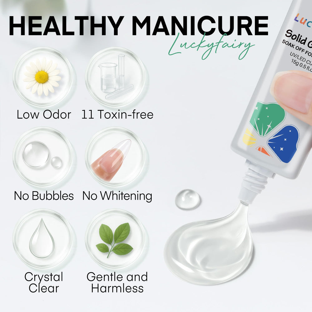 Luckyfairy Nail Glue Gel works with clear and acrylic tips