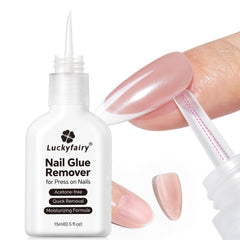 Luckyfairy Nail Glue Remover 15ml bottle front view for at-home use.