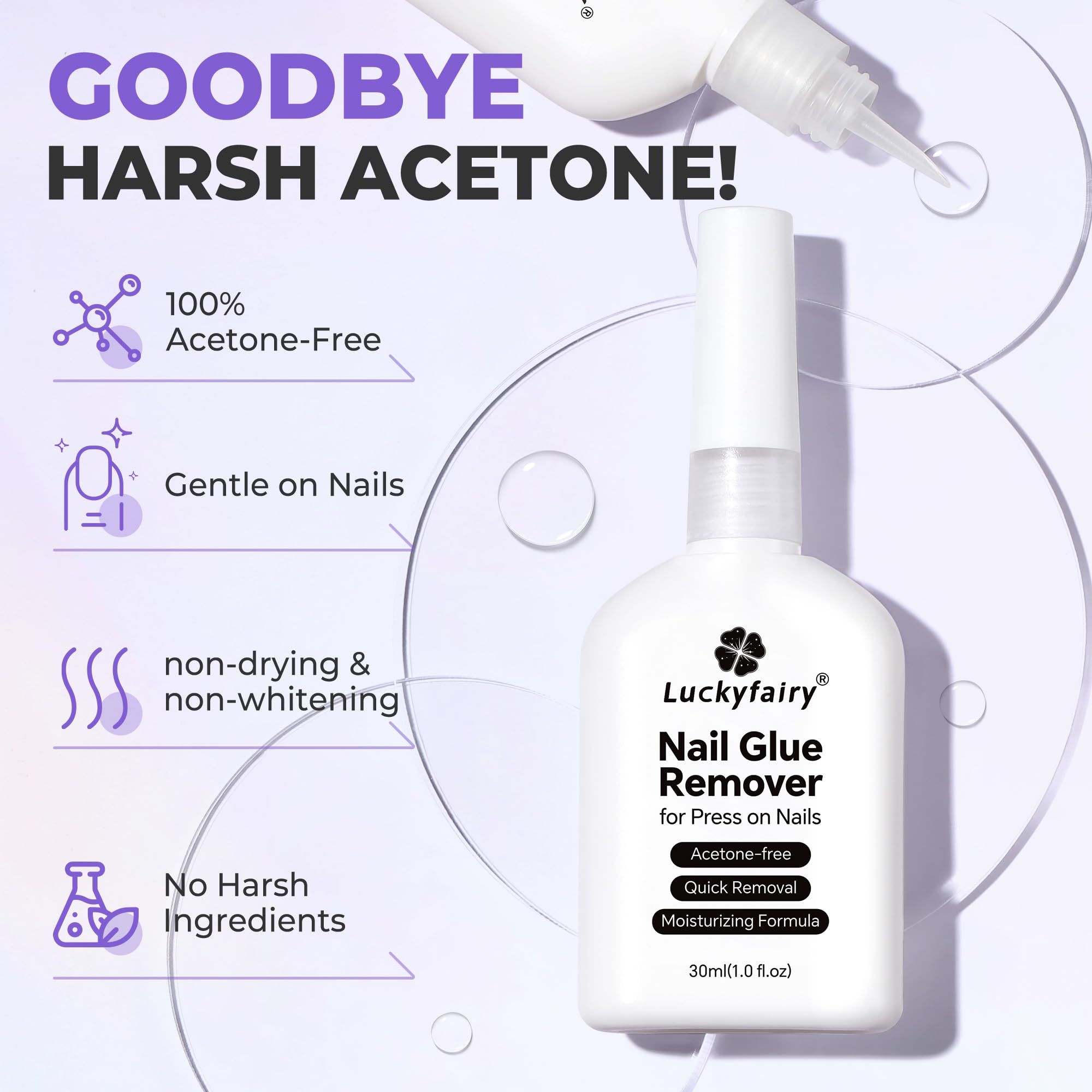 Luckyfairy non-acetone remover is gentle on nails and skin.