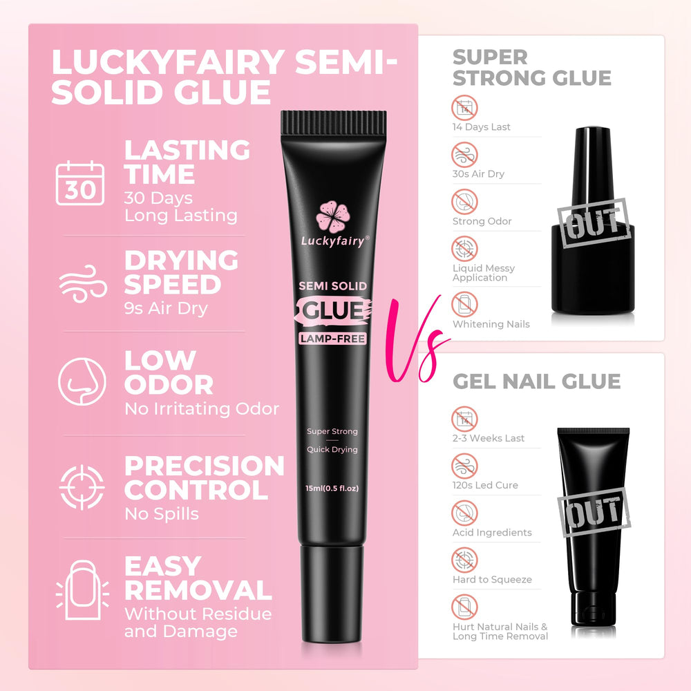 Luckyfairy non-yellowing formula maintains a natural-looking manicure.