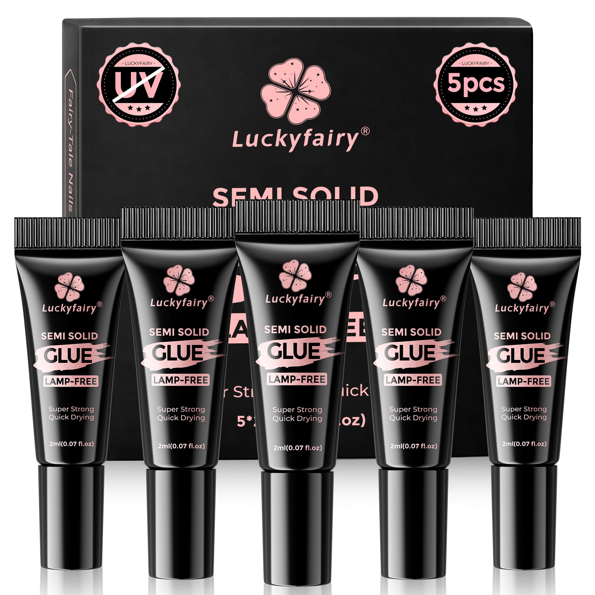 Luckyfairy pegamento uñas prensadas con aplicador de punta fina para precisión
