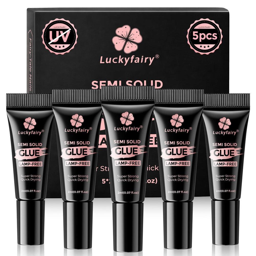 Luckyfairy pegamento uñas prensadas con aplicador de punta fina para precisión