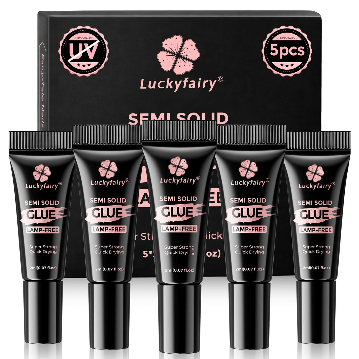 Luckyfairy pegamento uñas prensadas con aplicador de punta fina para precisión