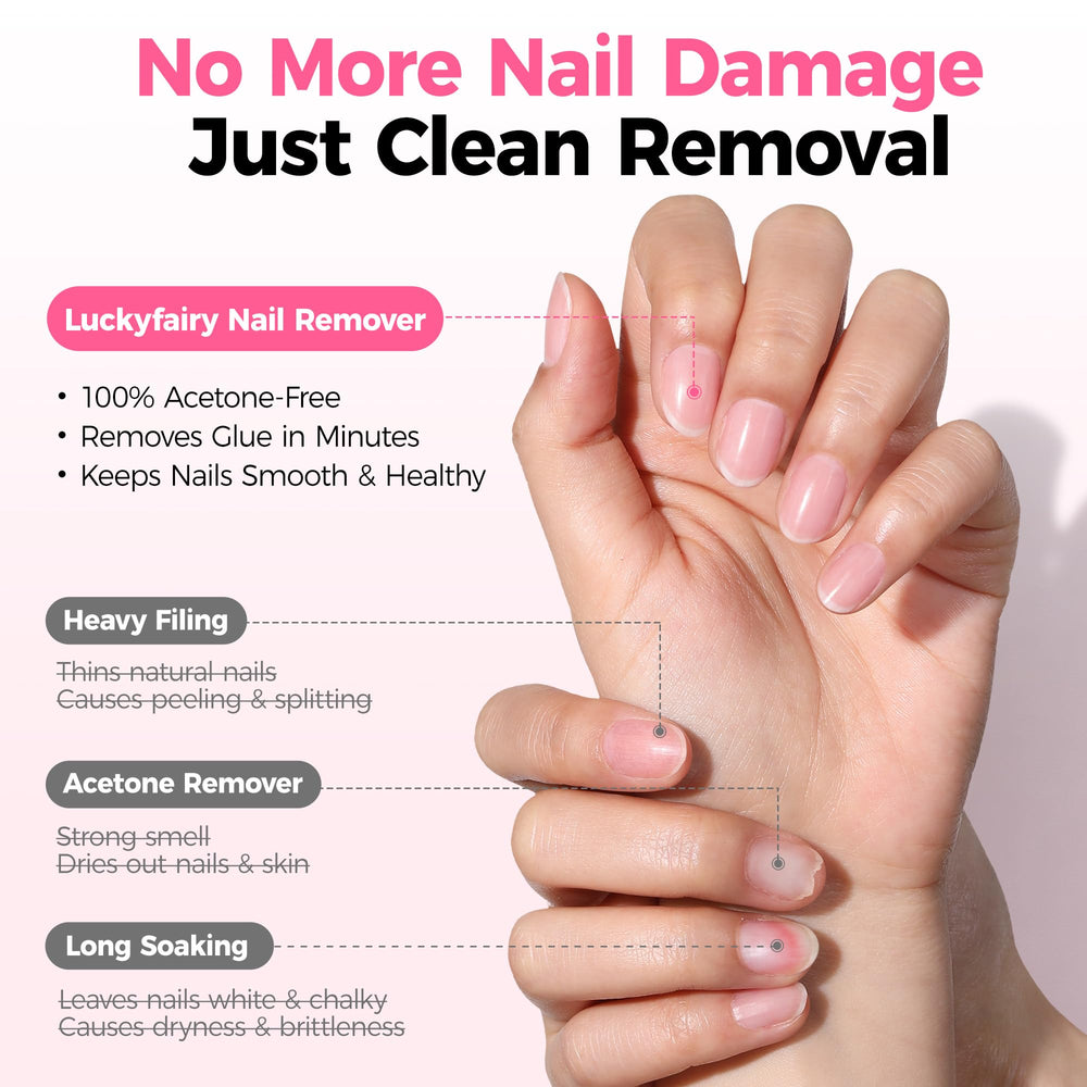 Luckyfairy remover shows quick results within minutes for nails and tabs