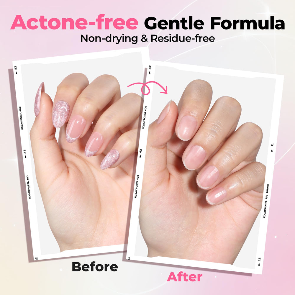 Applying Luckyfairy remover to press-on nails for fast lift and clean edges