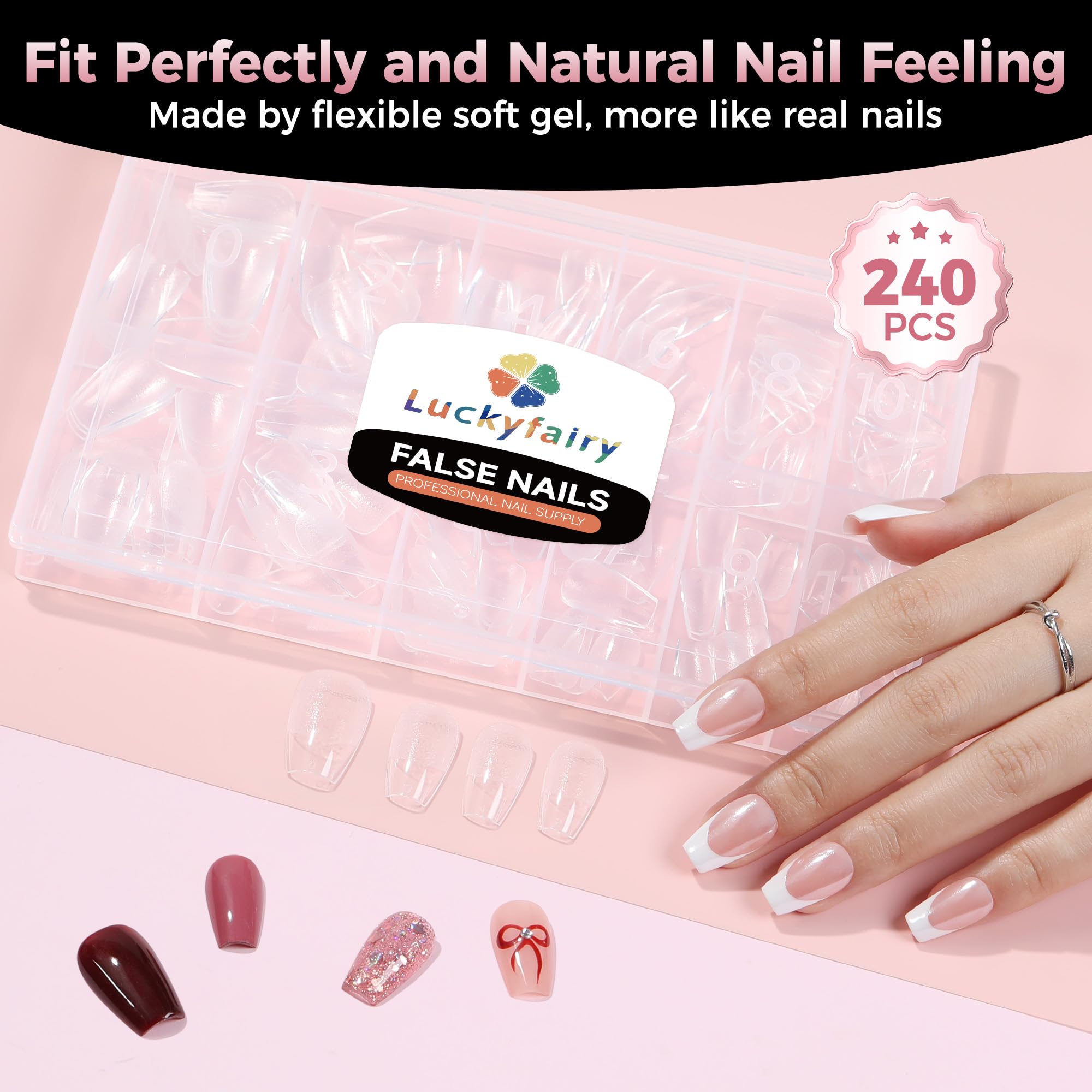 Luckyfairy Pre-filed tips natural-feeling no filing needed