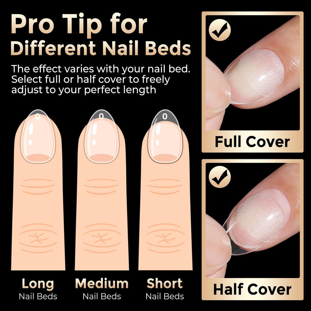 Luckyfairy pre-shaped nail tips edge-back view for comfortable fit.