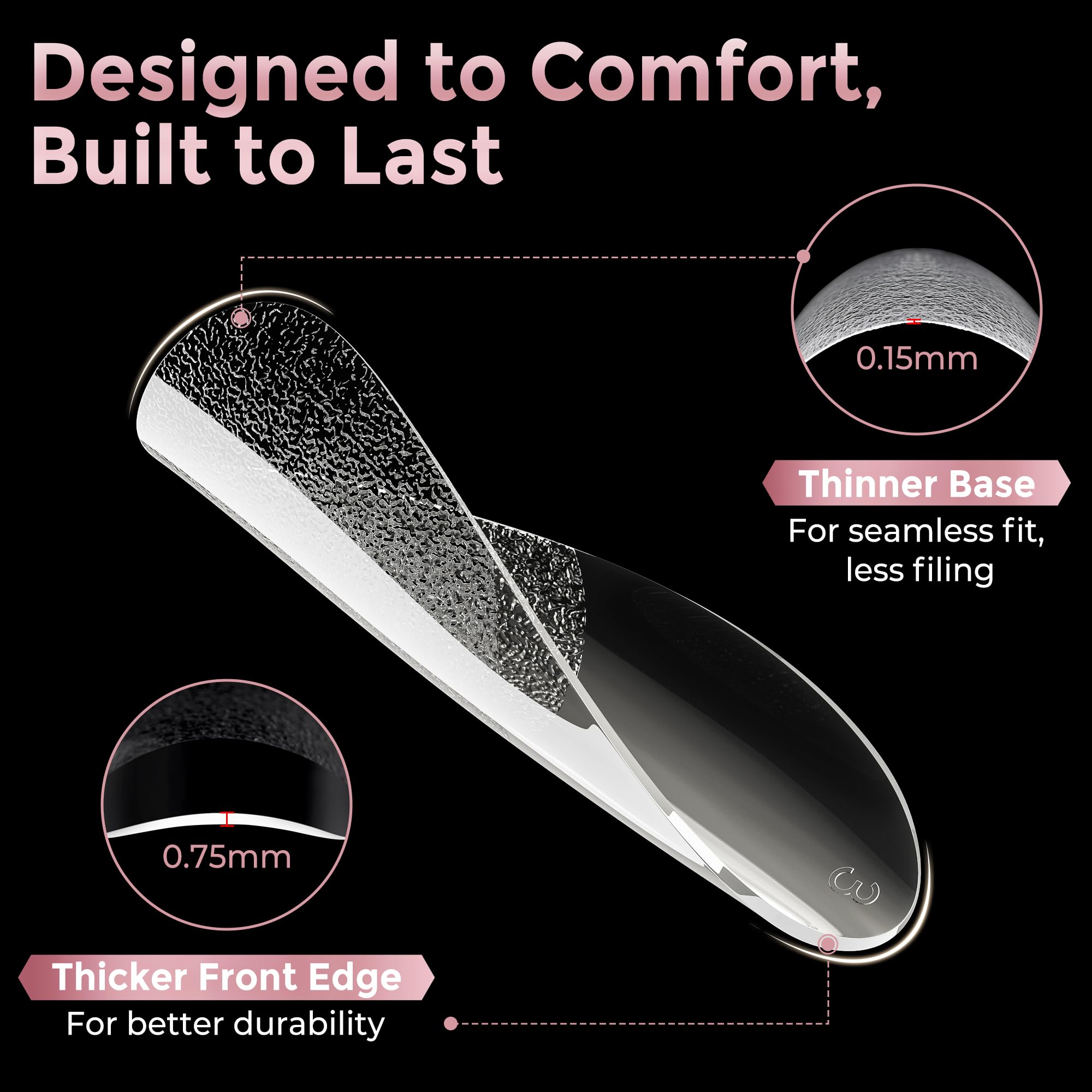 Luckyfairy pre-shaped tips save time by reducing filing steps.