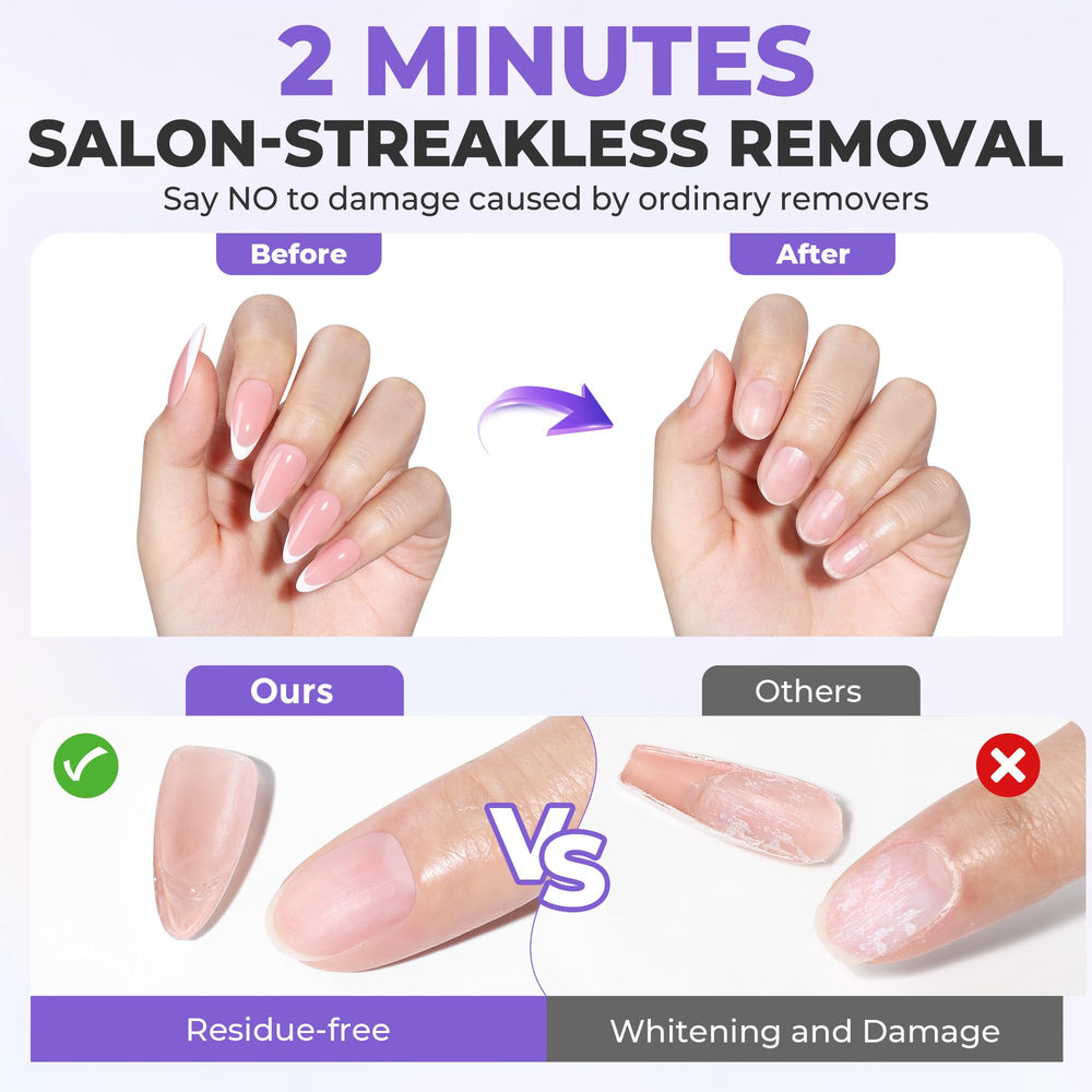 Luckyfairy quick 2-minute removal for press-on nails.