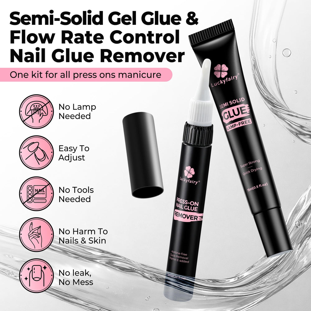 Luckyfairy removedor uñas 10ml, remoción suave sin acetona para uñas saludables.