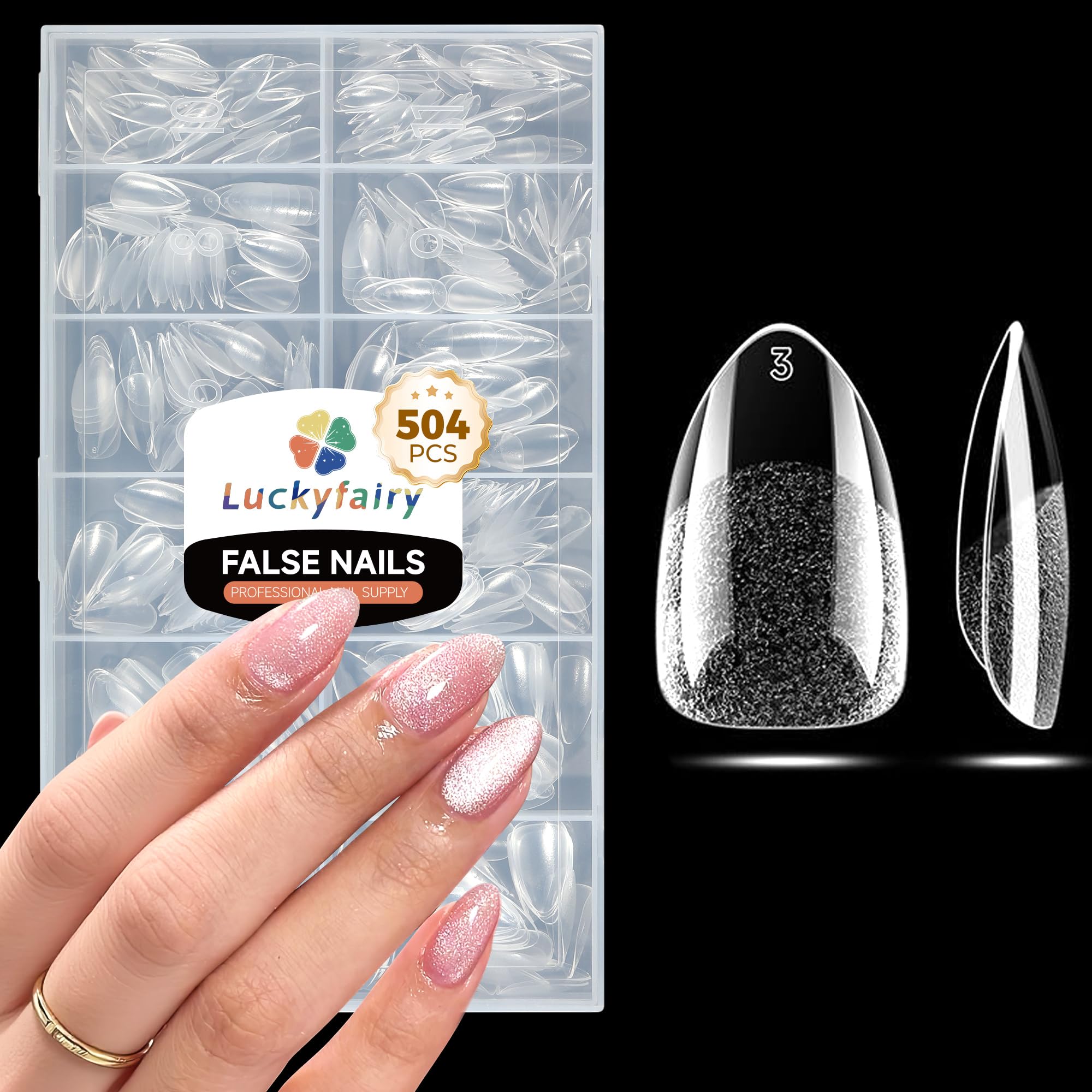 Luckyfairy short almond nail tips offer durable at-home manicures.