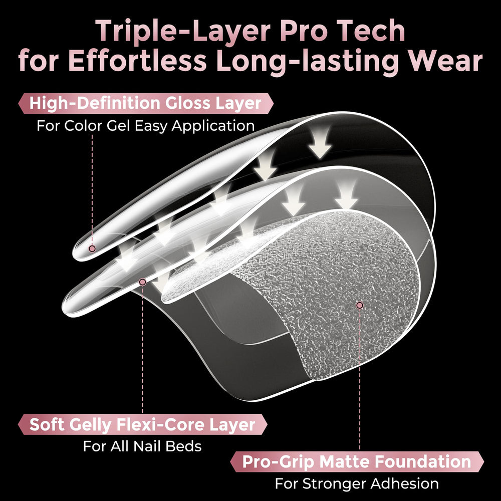 Luckyfairy soft gel tips foldable with clear finish for easy DIY shaping.