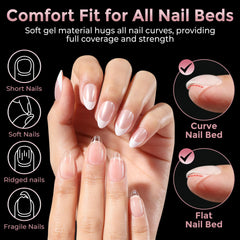 Luckyfairy soft gel tips with foldable clear material for easy pressing.