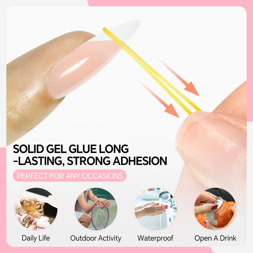 Luckyfairy solid nail glue 10g for press-on application and secure long-lasting wear.