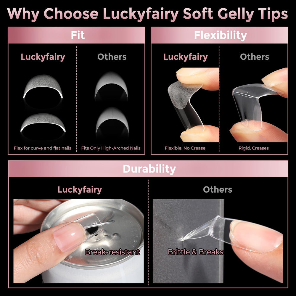 Luckyfairy tips with glue ensure durable adhesion for extensions.