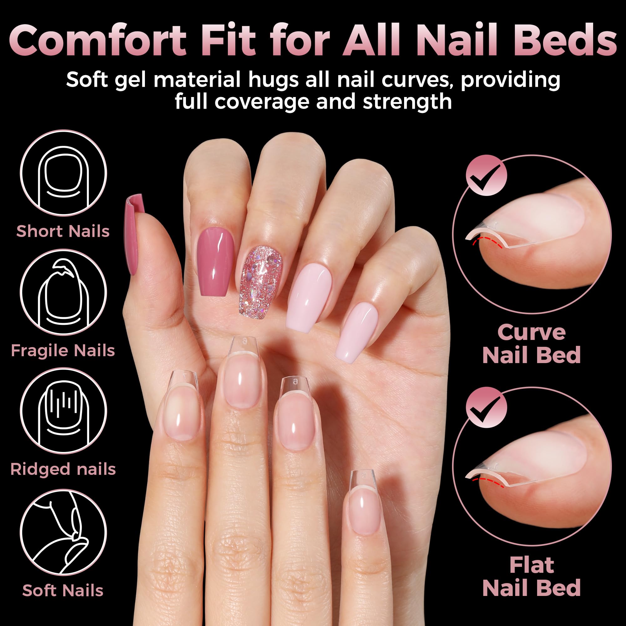 Luckyfairy Twelve sizes coffin tips fit all nails for customized manicure