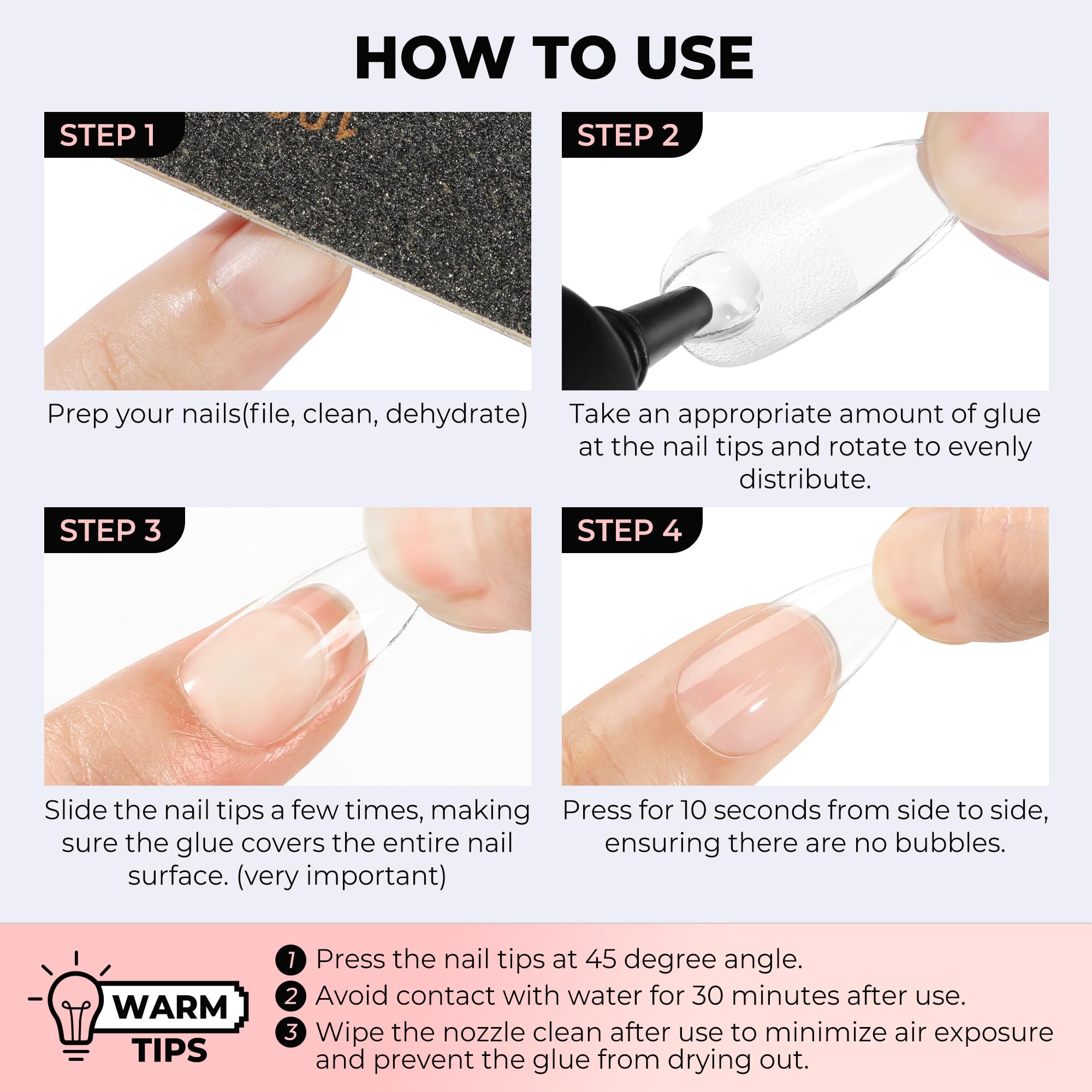Luckyfairy nail glue creates a water-resistant hold for daily wear