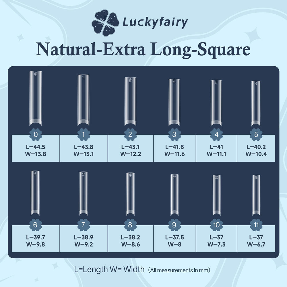 Luckyfairy XXL nail tips include 2 extra sizes for better fit.