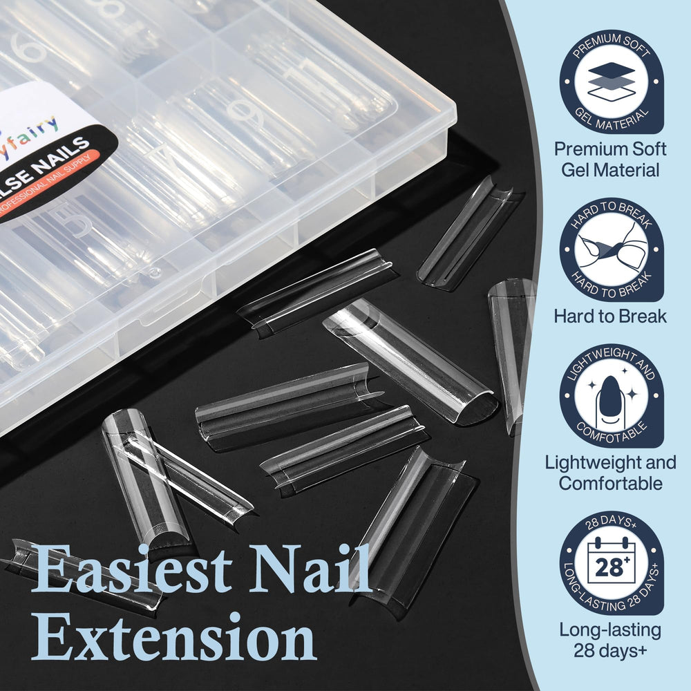 Luckyfairy XXL nail tips outer wall guides color gel application smoothly.