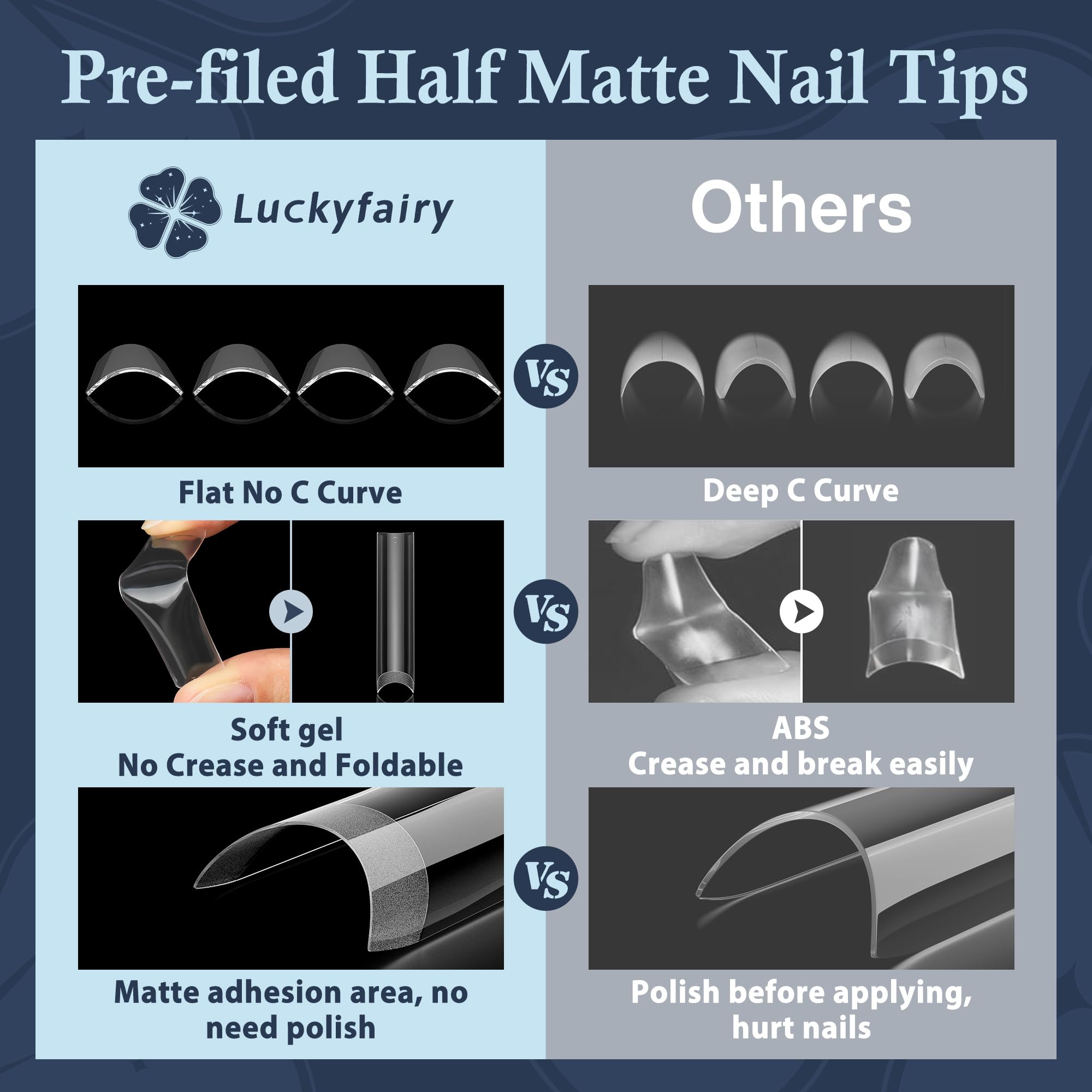 Luckyfairy XXL nail tips offer shape variety like coffin and ballerina.