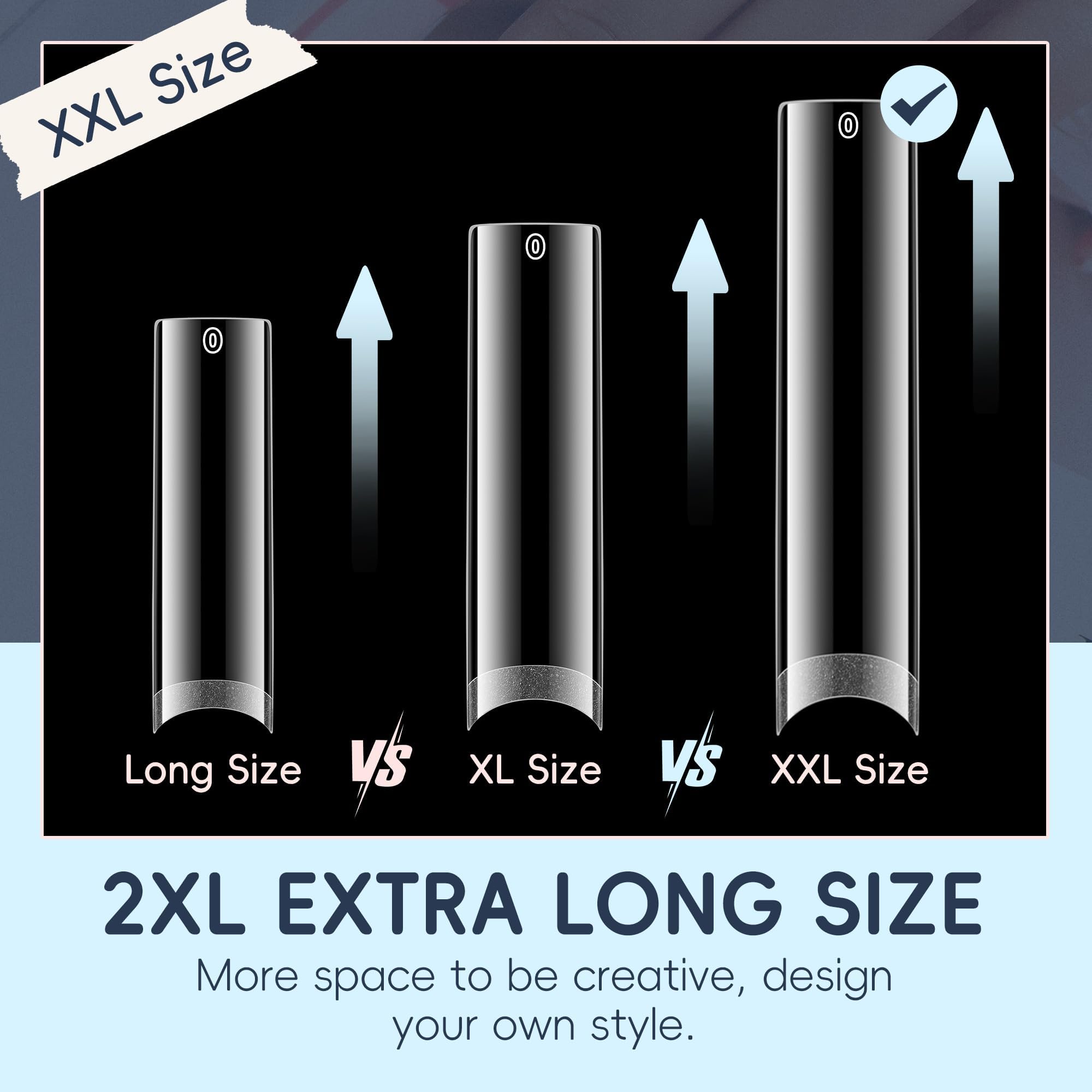 Luckyfairy XXL nail tips soft gel material is flexible and durable.