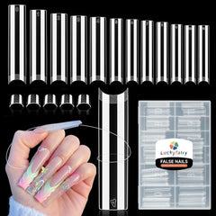 Luckyfairy XXL nail tips square pack with 120 tips in 12 sizes for DIY nails.