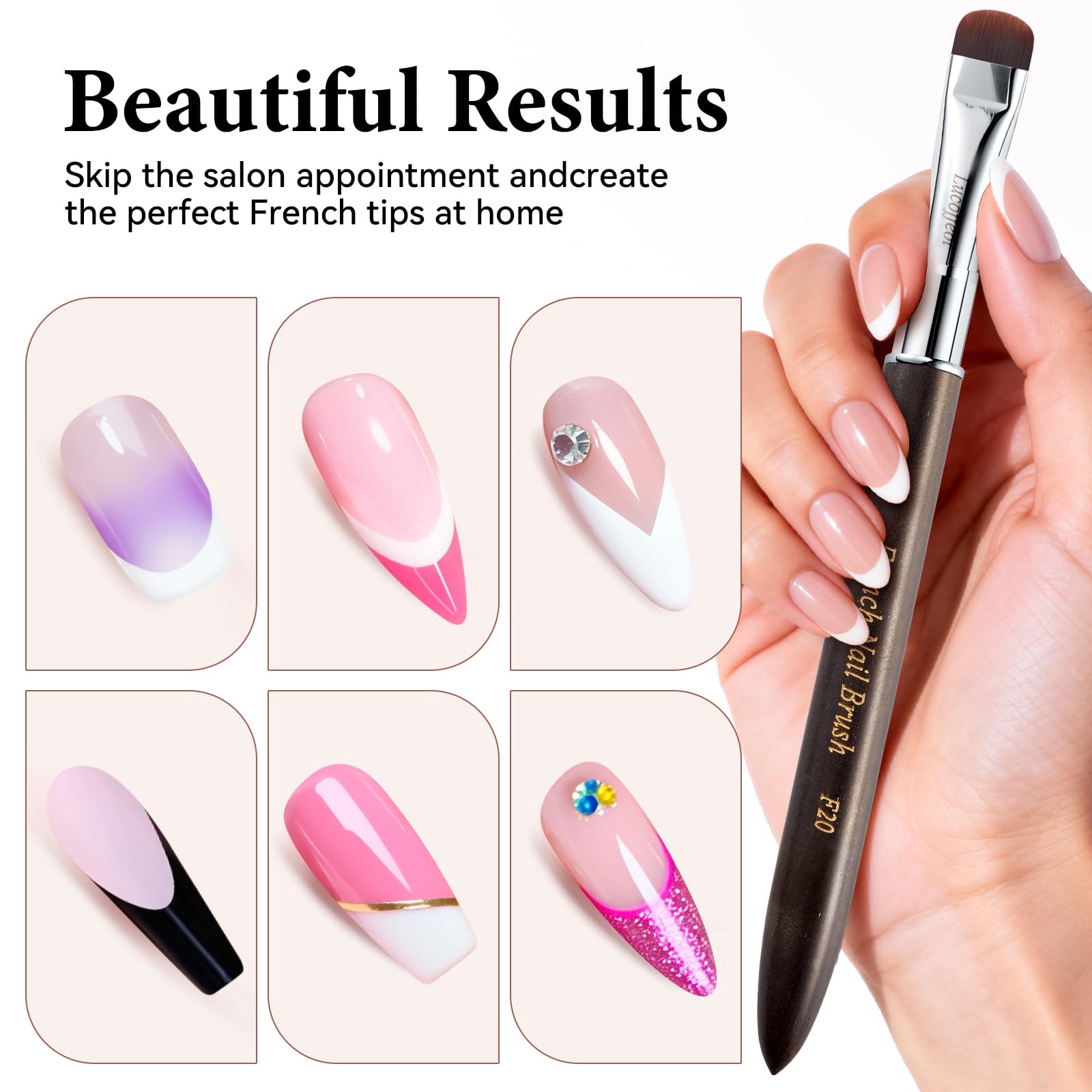 Lucoffeoi bristle-stiffness balance adapts to nail curves for smooth application