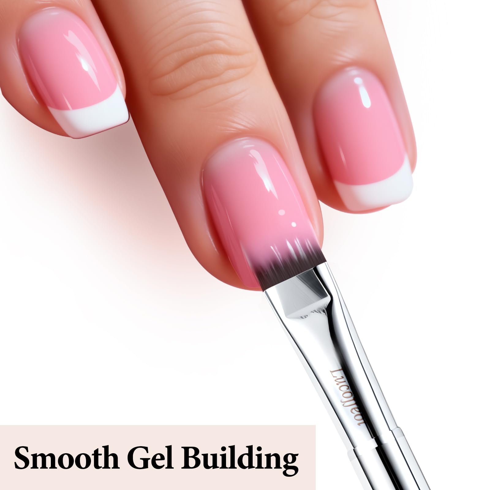 Lucoffeoi flat-edge tip helps create sharp smile lines with clean cleanup
