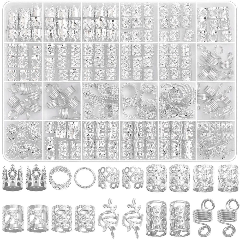 Lucomb accesorios plata para trenzas con cuentas variadas, ideal para decorar peinados.