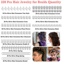 Lucomb aros plata para trenzas, adorno elegante para dreadlocks.