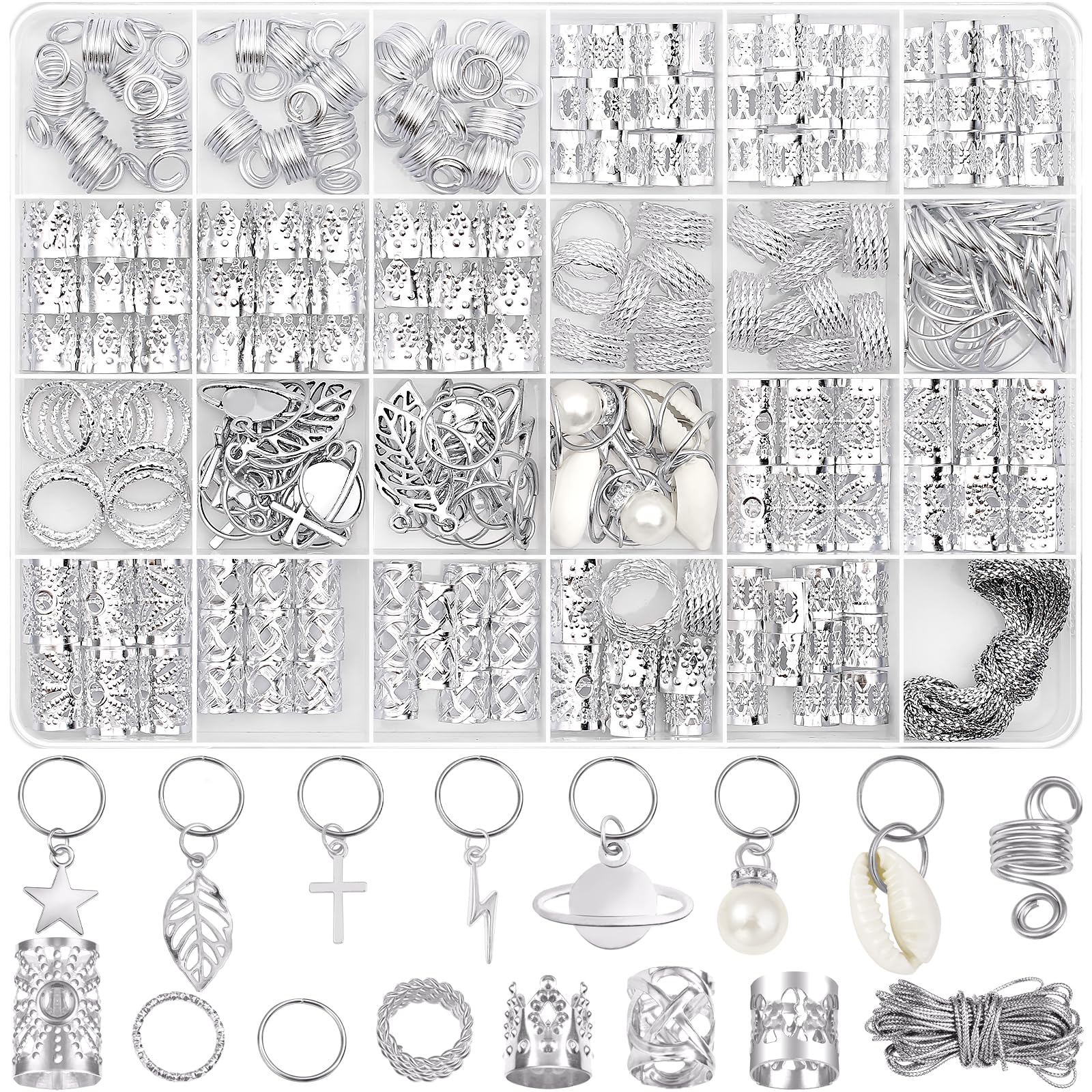 Lucomb joyas para pelo, primer plano de trenzas decoradas