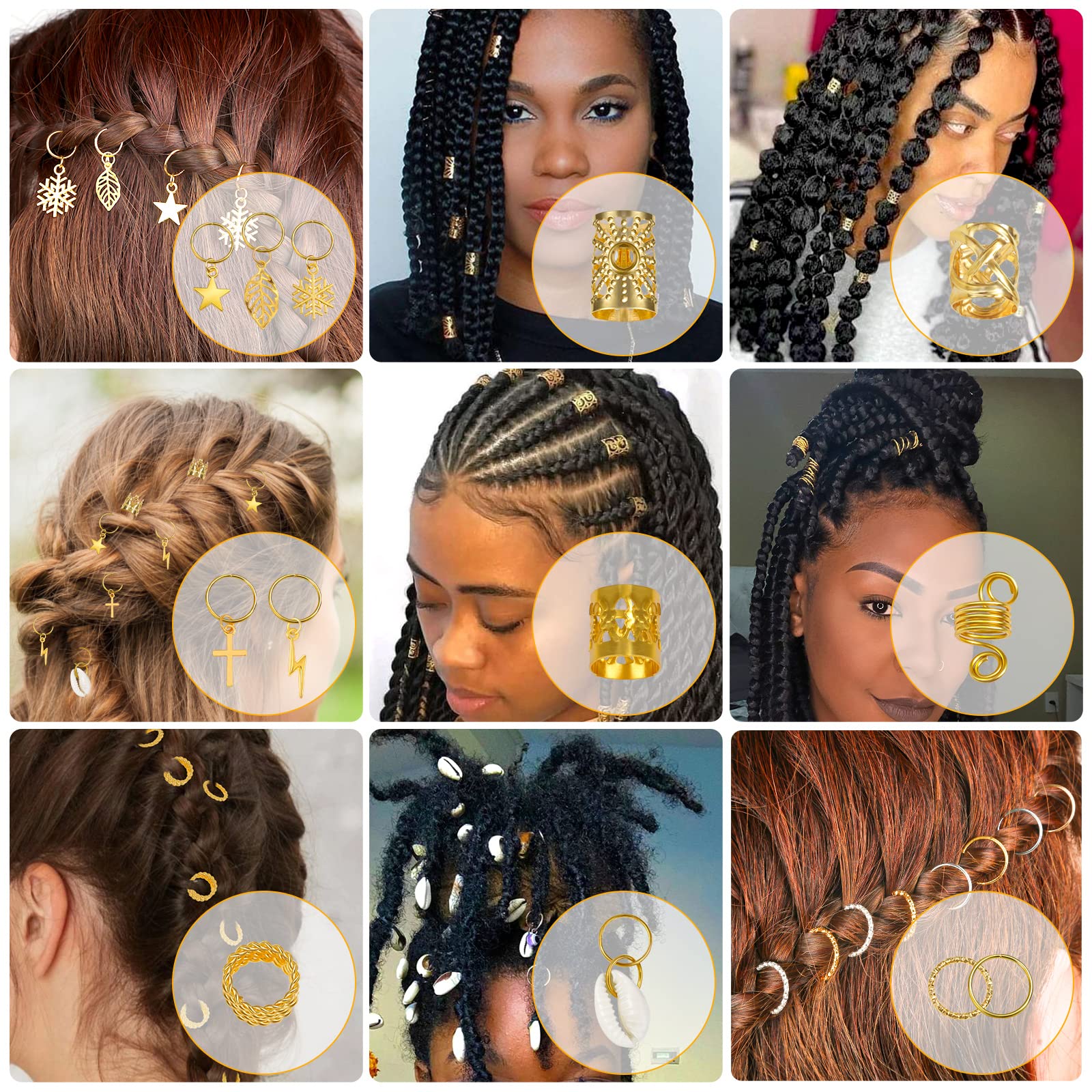 Lucomb varios estilos de trenzas y joyas para looks únicos.