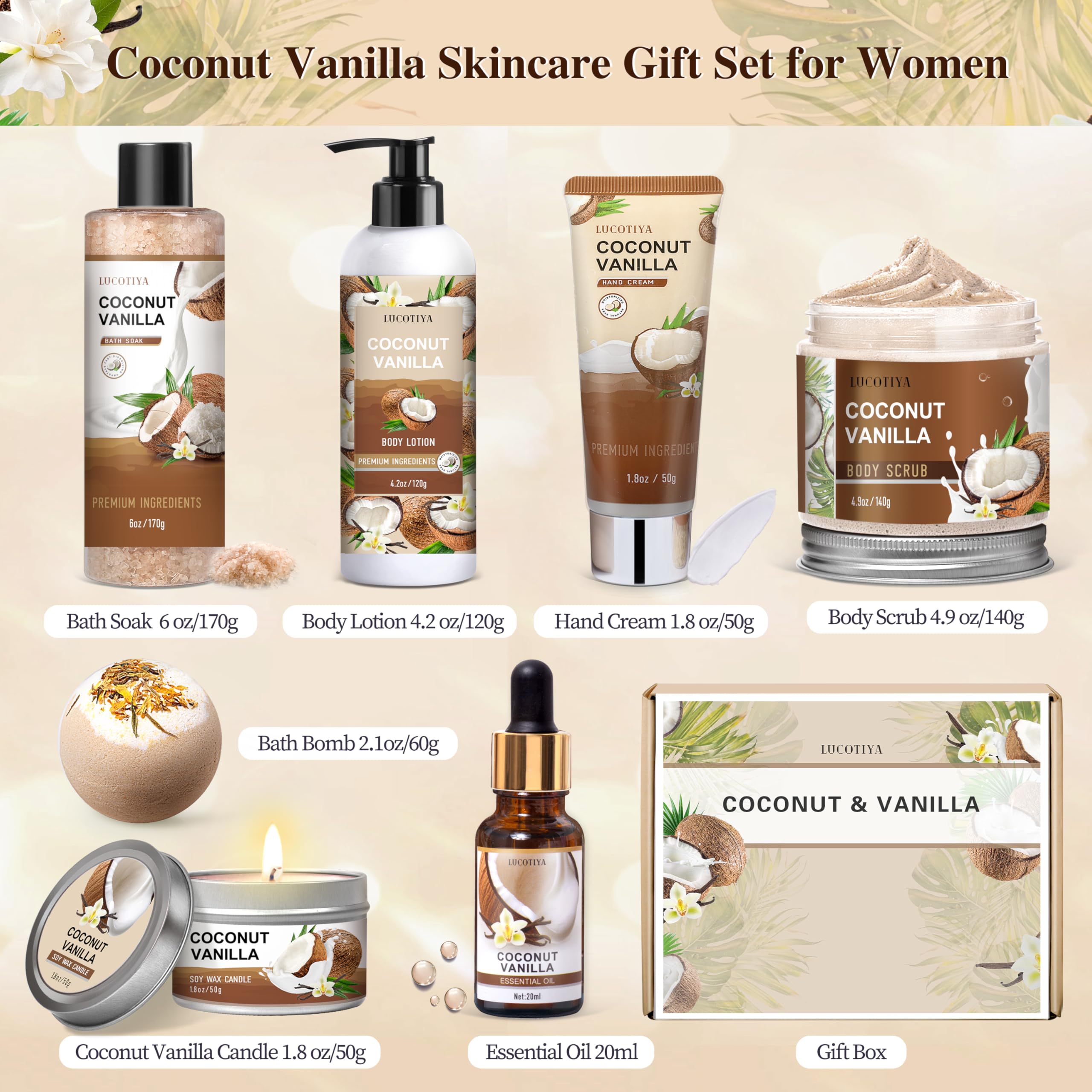 Crema de manos LUCOTIYA coco vainilla, suaviza y cuida.