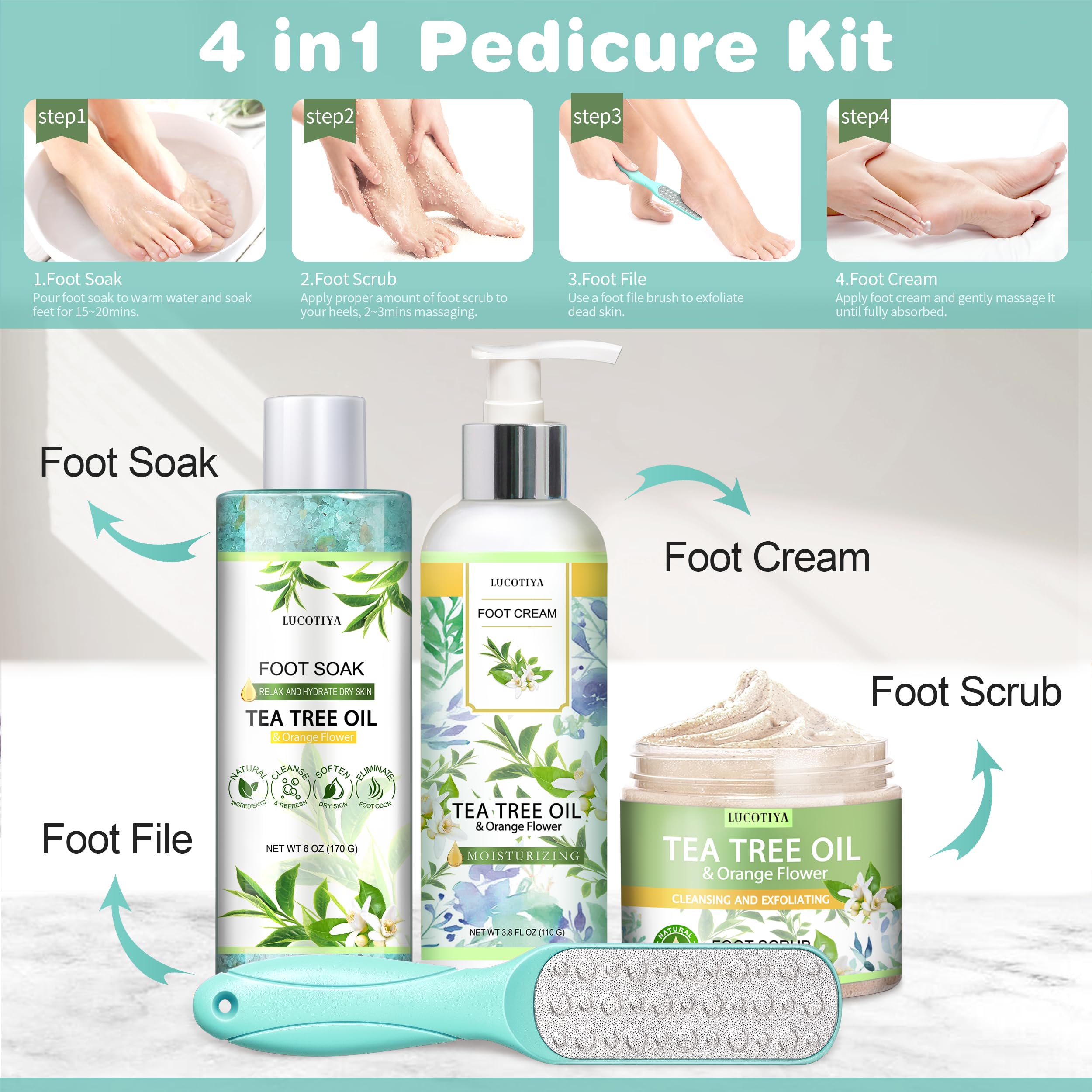 LUCOTIYA premium foot care kit packaging shown for gifting.