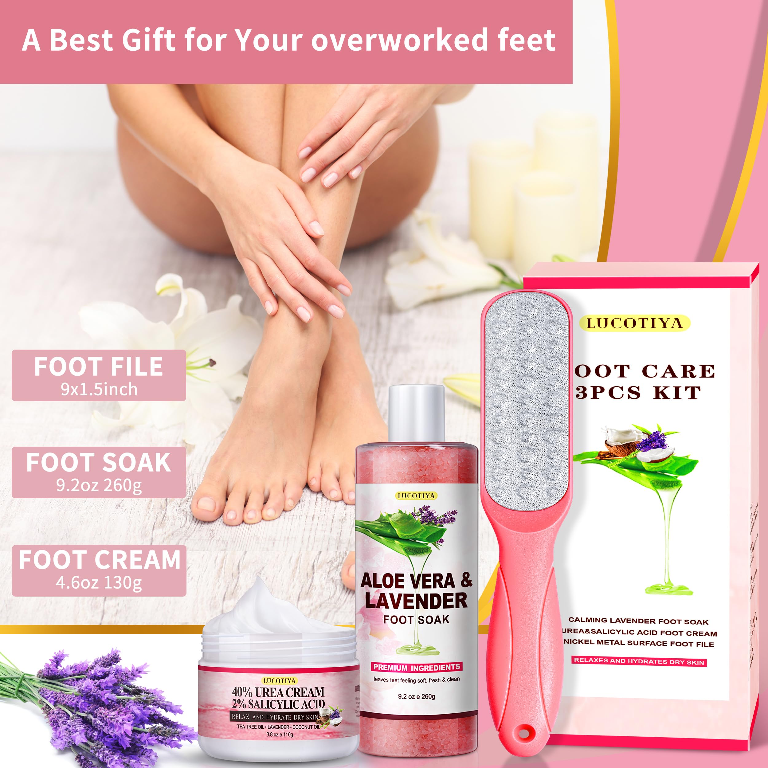 LUCOTIYA packaging shot displays convenient three-item pedicure set
