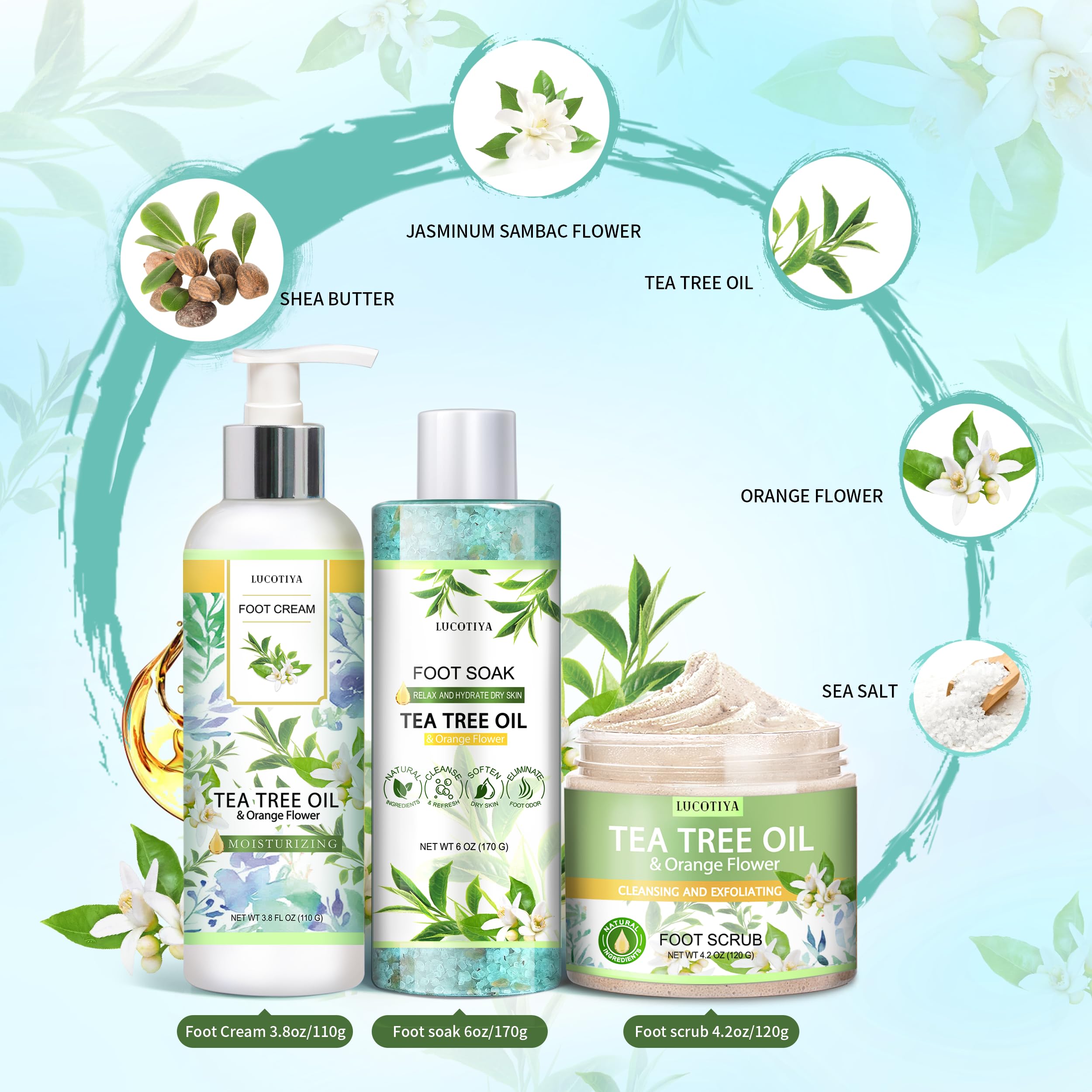 LUCOTIYA pedicure kit displayed ready to use for at-home spa.
