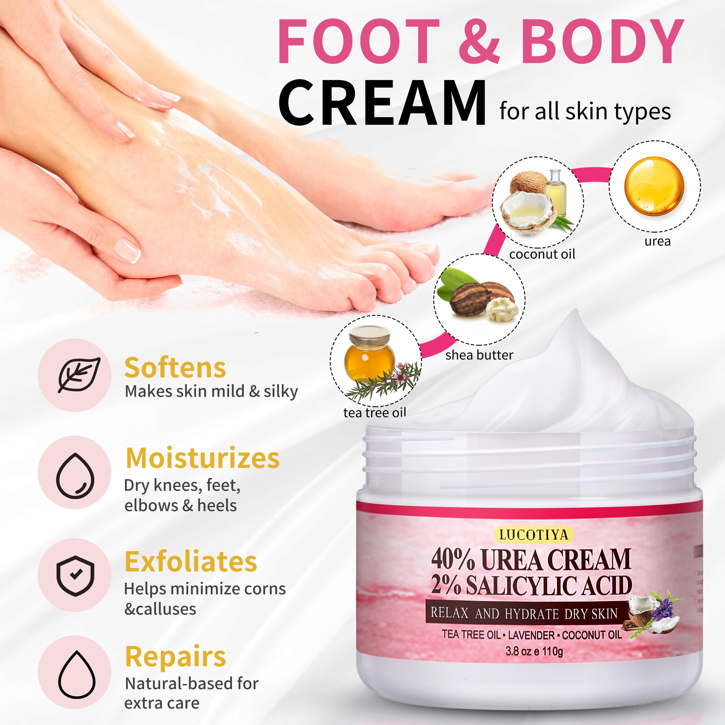 LUCOTIYA urea foot cream delivers deep moisturization for dry heels