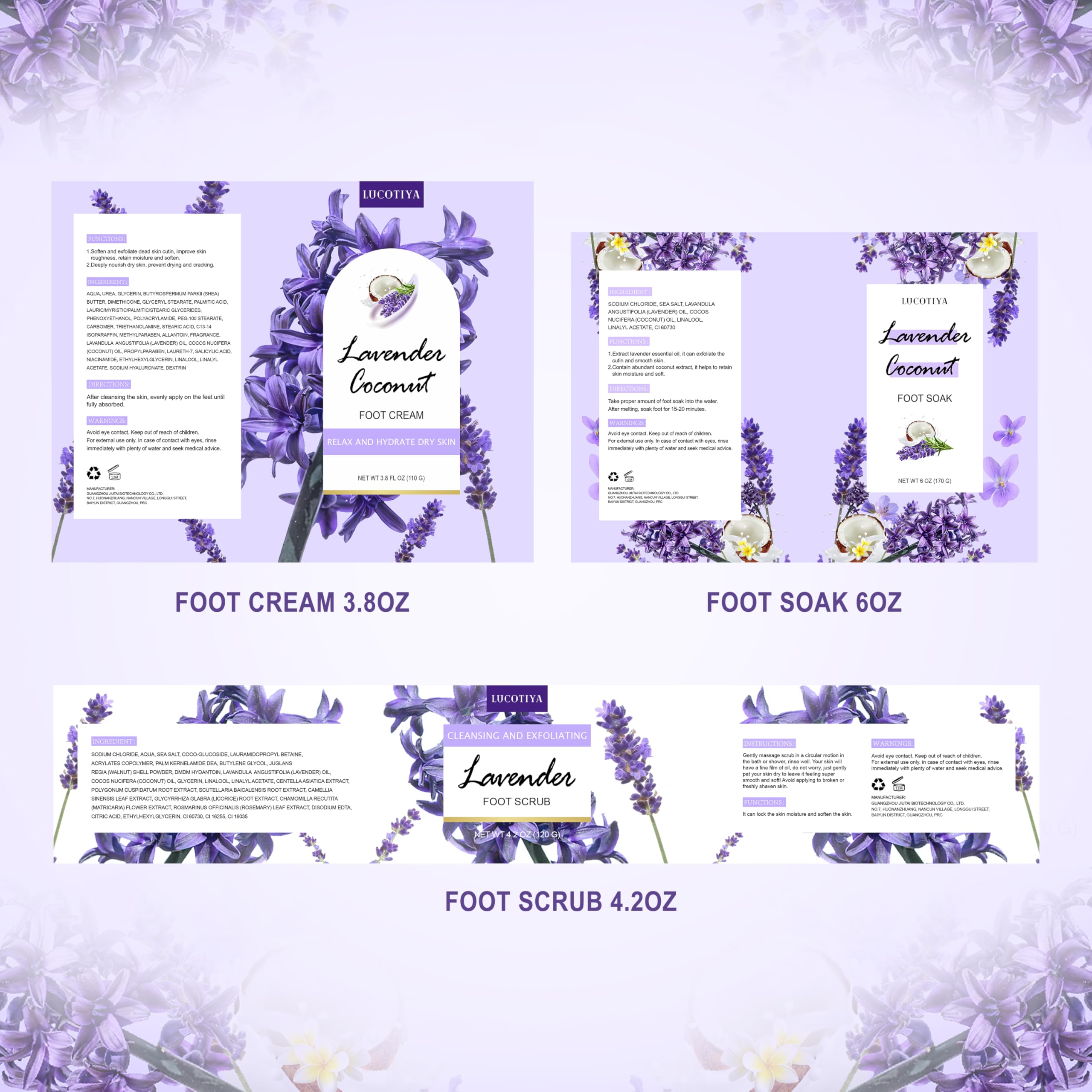 Lucotiya Lavender Foot Soak Set close-up for a pampering home spa moment
