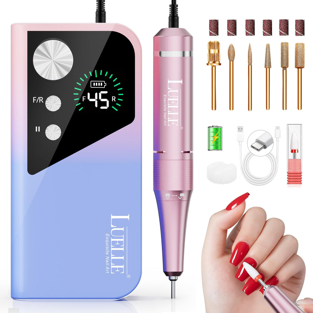 LUELLE electric nail file 45000rpm for fast shaping and smoothing.