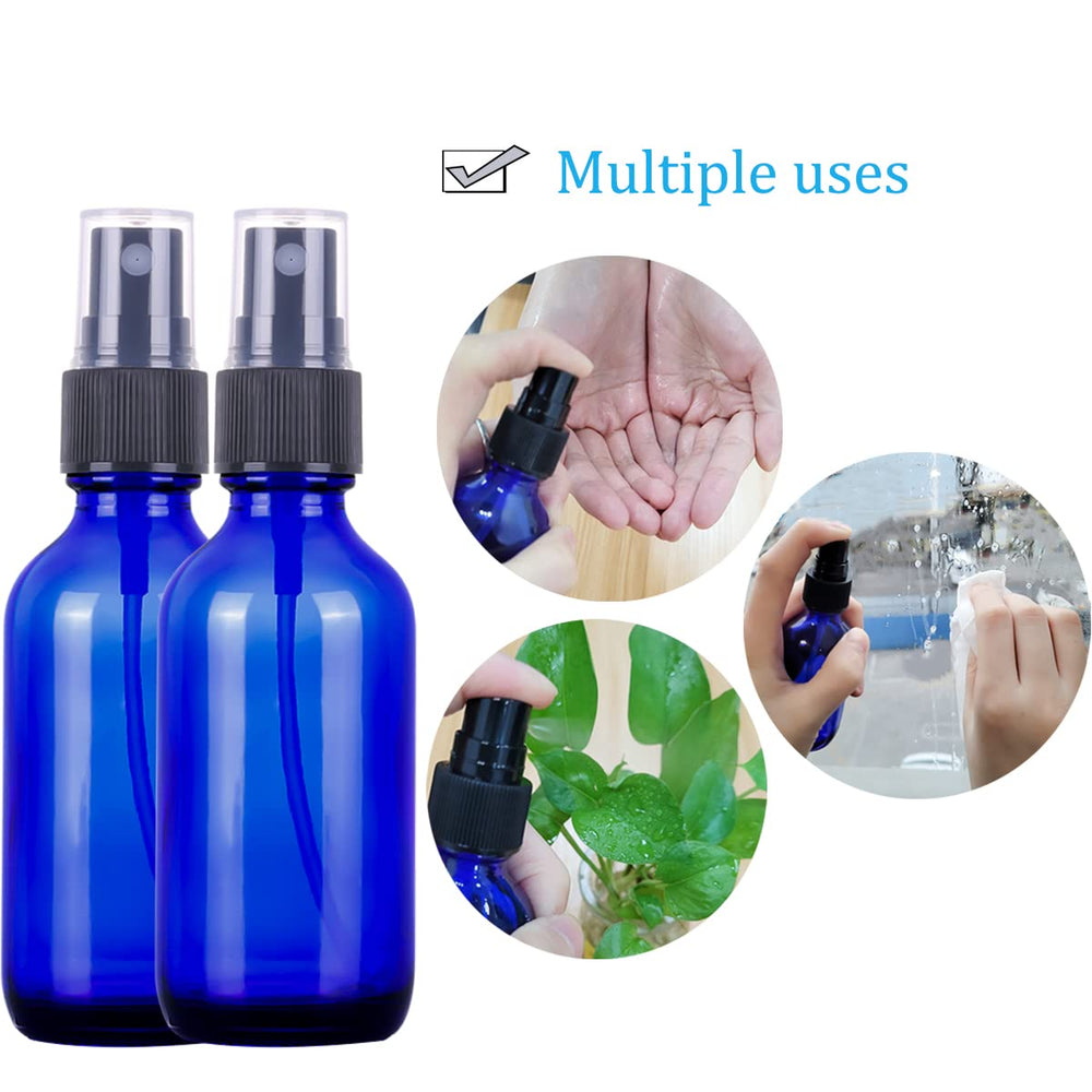 LUFEVRM 2oz blue glass spray bottle UV protection, blocks light exposure for contents.