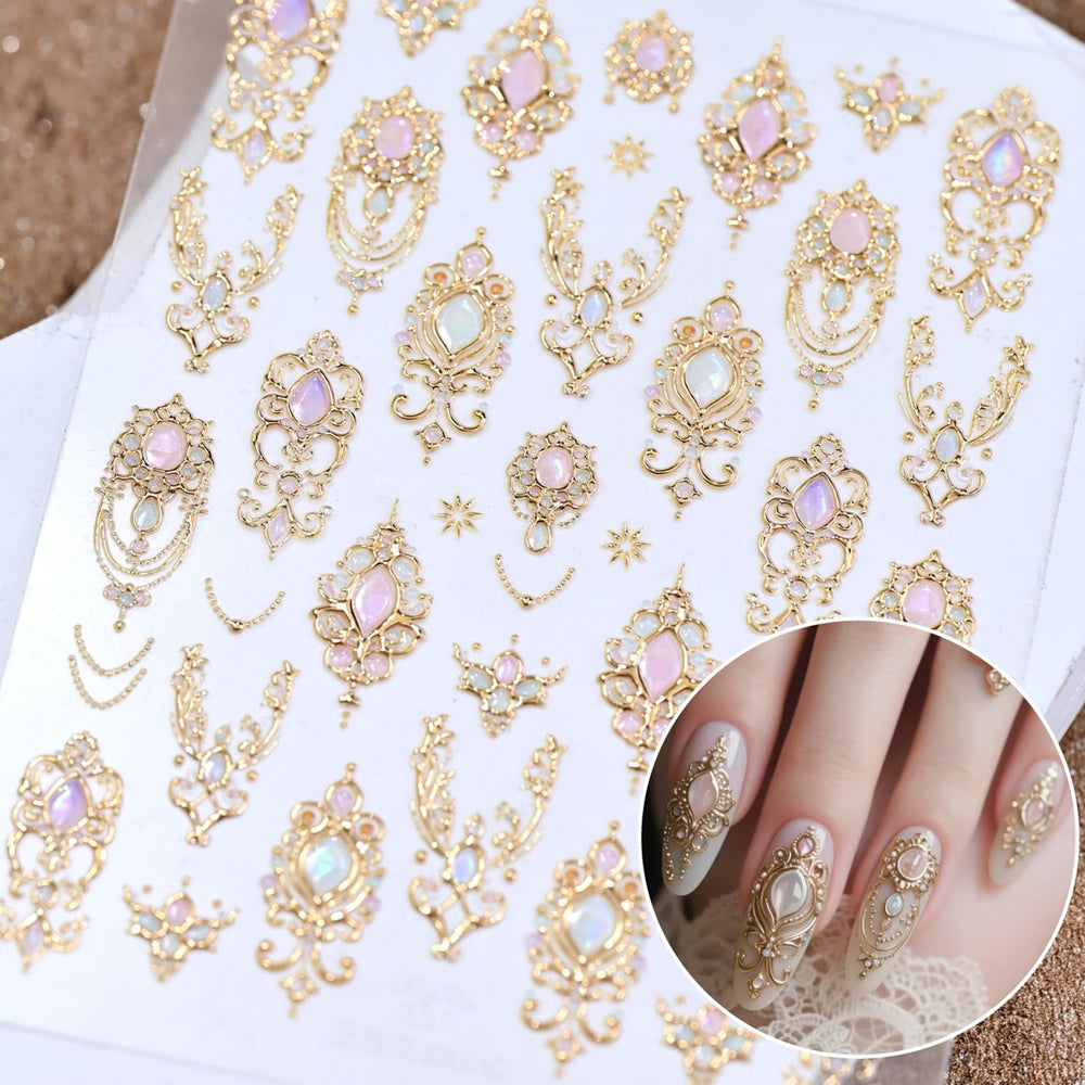 Una hoja 5D con múltiples diseños para uñas y más.