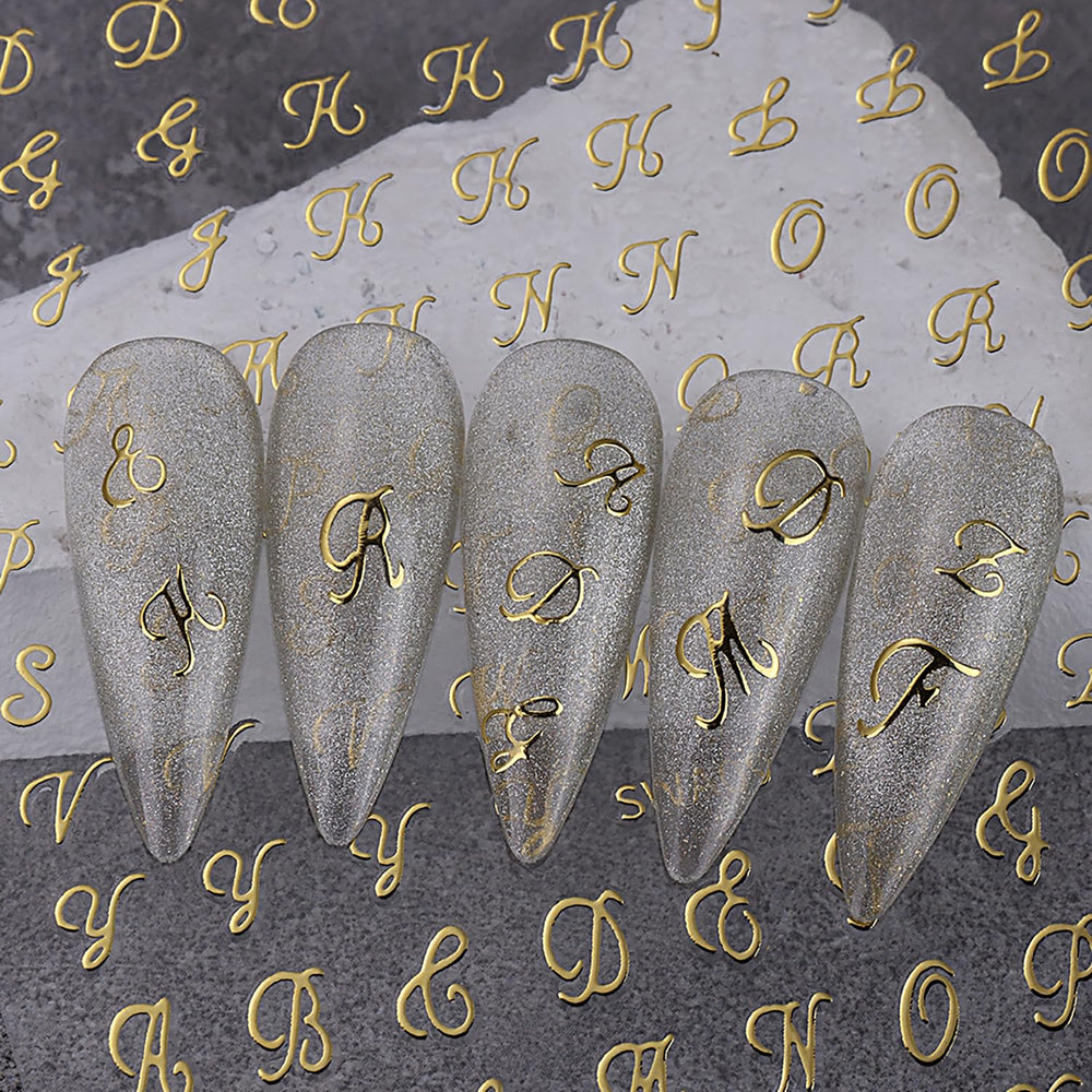Pegatinas de uñas Lukmexor con alfabeto inglés, perfecta para hacer en casa.
